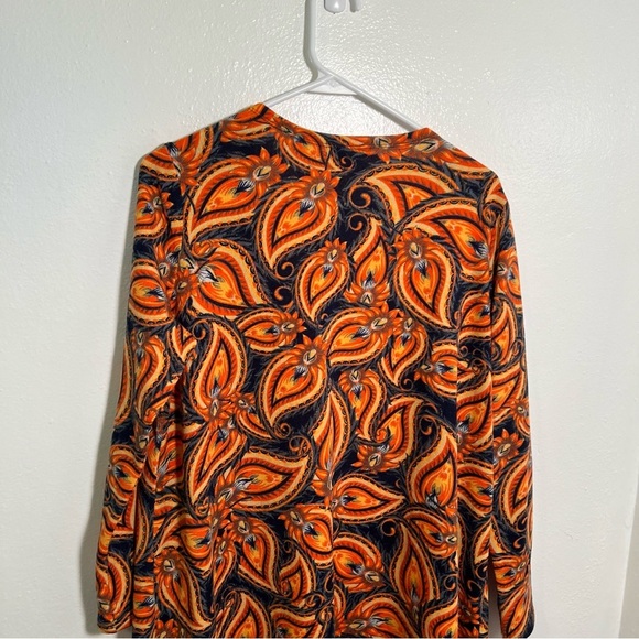 Lularoe Sarah Duster Open Cardigan Orange Paisley M - Picture 7 of 10